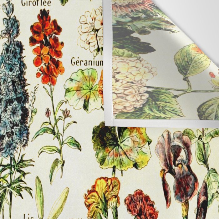 French Vintage Flowers Chart Adolphe Millot Fleurs Larousse Pour Tous Funky Cozy Boho Maximalist Wall Tapestry Gallery Image 3
