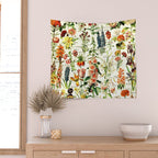 French Vintage Flowers Chart Adolphe Millot Fleurs Larousse Pour Tous Funky Cozy Boho Maximalist Wall Tapestry Gallery Image 2