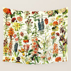 French Vintage Flowers Chart Adolphe Millot Fleurs Larousse Pour Tous Funky Cozy Boho Maximalist Wall Tapestry Gallery Image 4