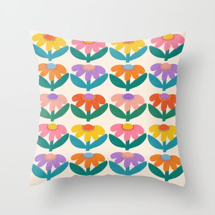 Retro Fun Flower - Adore You  Throw Pillow Gallery Image 6