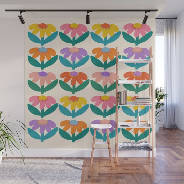Retro Fun Flower - Adore You  Wall Mural Gallery Image 1