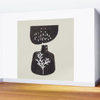 Mid Century Minimalist Black Ink Tribal Vase Abstract Vase Shapes Floral Plant Wall Mural Gallery Image 2