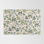Herbarium ~ vintage inspired botanical art print ~ white Rug Gallery Image 2