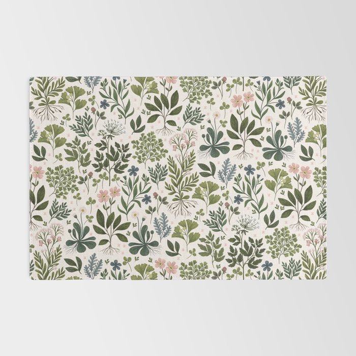 Herbarium ~ vintage inspired botanical art print ~ white Rug Gallery Image 2