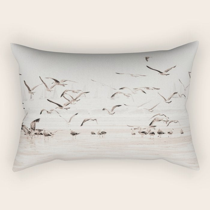 Sail Boats and Seagulls - Beach - Ocean Travel photography Rectangular Pillow Gallery Image 2