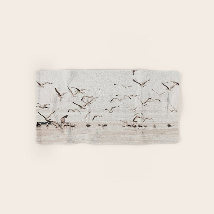 Sail Boats and Seagulls - Beach - Ocean Travel photography Bath Towel Gallery Image 1
