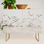 Sail Boats and Seagulls - Beach - Ocean Travel photography Credenza Gallery Image 1