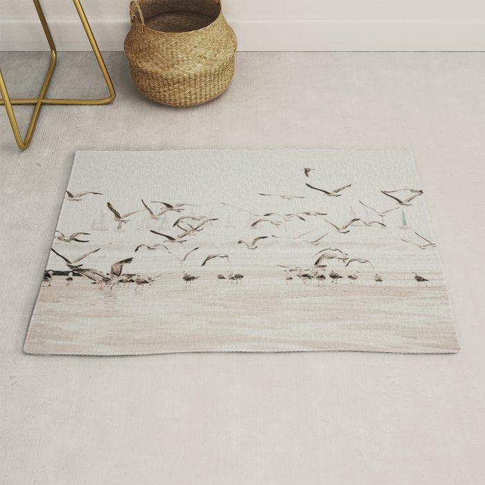 Sail Boats and Seagulls - Beach - Ocean Travel photography Rug Gallery Image 1