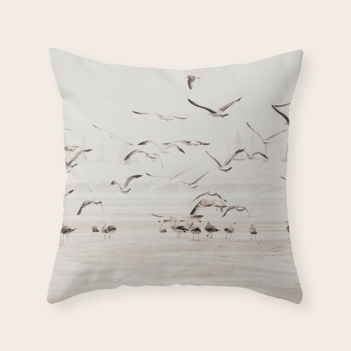Sail Boats and Seagulls - Beach - Ocean Travel photography Throw Pillow Gallery Image 6