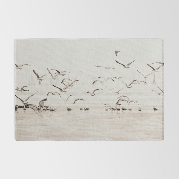 Sail Boats and Seagulls - Beach - Ocean Travel photography Rug Gallery Image 2