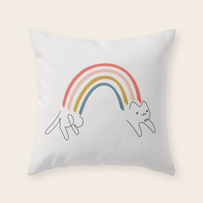 Rainbow Cat 1 Throw Pillow Gallery Image 1