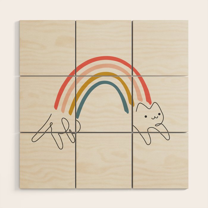 Rainbow Cat 1 Wood Wall Art Gallery Image 1