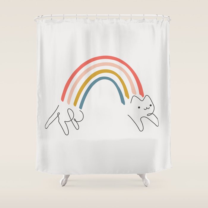 Rainbow Cat 1 Shower Curtain Gallery Image 1