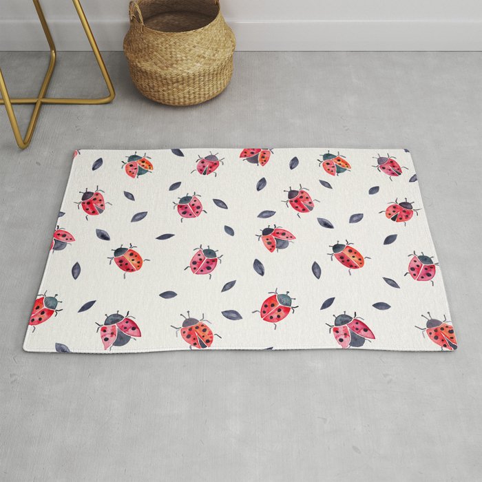 Lucky Ladybugs & Black Leaves Rug Gallery Image 1