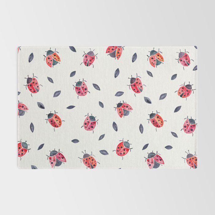 Lucky Ladybugs & Black Leaves Rug Gallery Image 2