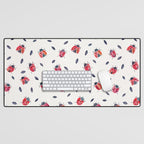 Lucky Ladybugs & Black Leaves Desk Mat Gallery Image 1