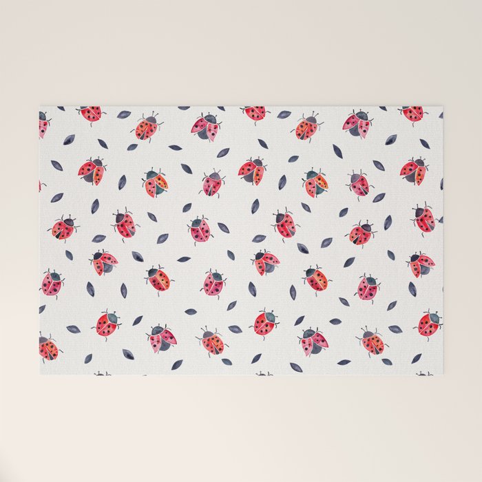 Lucky Ladybugs & Black Leaves Welcome Mat Gallery Image 1