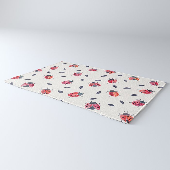 Lucky Ladybugs & Black Leaves Rug Gallery Image 3
