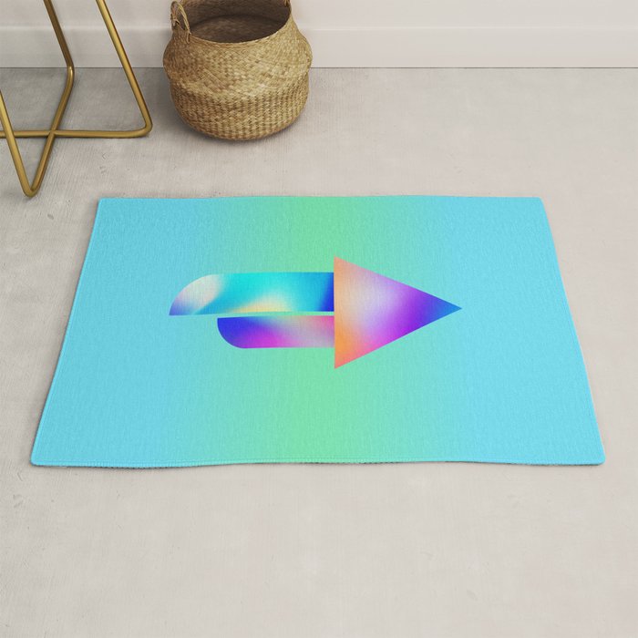 Space Ship Vibrant Blue-Green Colors Minimalist Modern Abstract Illustration  Rug Gallery Image 1