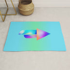 Space Ship Vibrant Blue-Green Colors Minimalist Modern Abstract Illustration  Rug Gallery Image 1