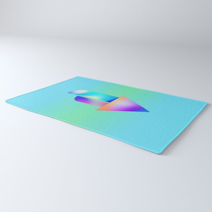 Space Ship Vibrant Blue-Green Colors Minimalist Modern Abstract Illustration  Rug Gallery Image 3