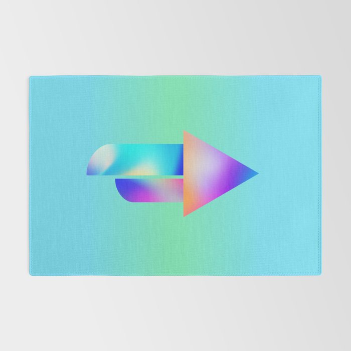 Space Ship Vibrant Blue-Green Colors Minimalist Modern Abstract Illustration  Rug Gallery Image 2