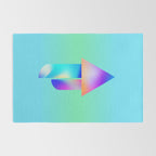 Space Ship Vibrant Blue-Green Colors Minimalist Modern Abstract Illustration  Rug Gallery Image 2