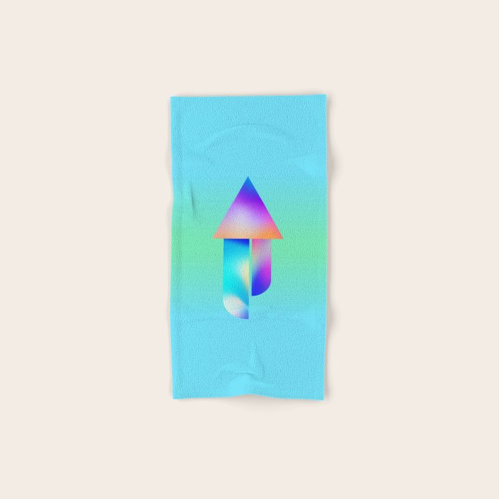 Space Ship Vibrant Blue-Green Colors Minimalist Modern Abstract Illustration  Bath Towel Gallery Image 1