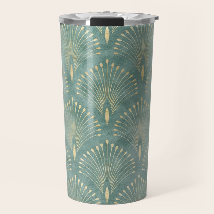 Art Deco, Decorative Leaf Pattern Travel Mug Gallery Image 1