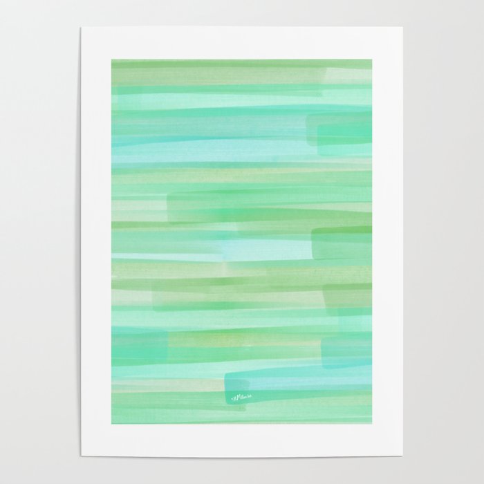 Abstract Watercolor Waves in Ocean Teal Poster Gallery Image 1