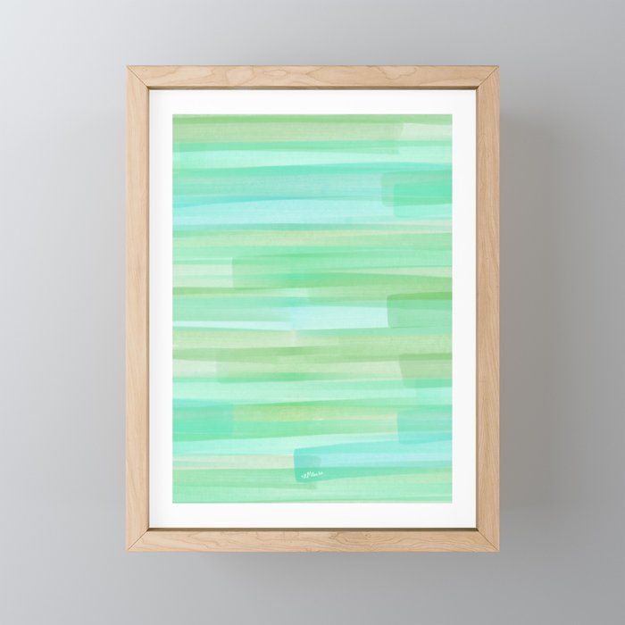 Abstract Watercolor Waves in Ocean Teal Mini Art Print Gallery Image 1