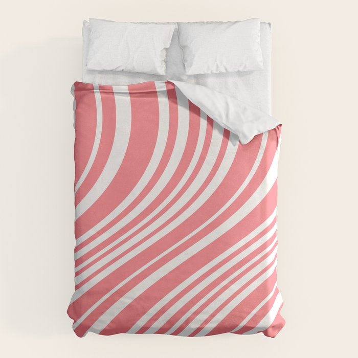 Wavy Stripes XXXII - Coral Pink Duvet Cover Gallery Image 1