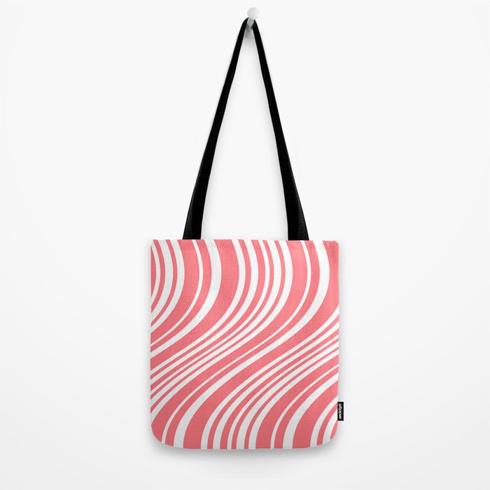 Wavy Stripes XXXII - Coral Pink Tote Bag Gallery Image 2