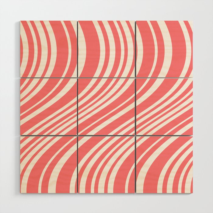 Wavy Stripes XXXII - Coral Pink Wood Wall Art Gallery Image 1