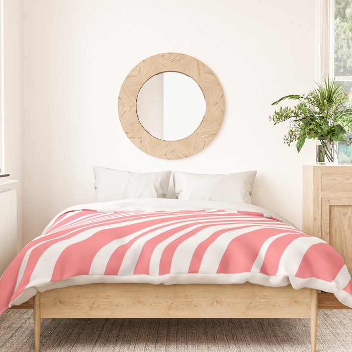 Wavy Stripes XXXII - Coral Pink Duvet Cover Gallery Image 3
