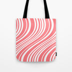 Wavy Stripes XXXII - Coral Pink Tote Bag Gallery Image 1