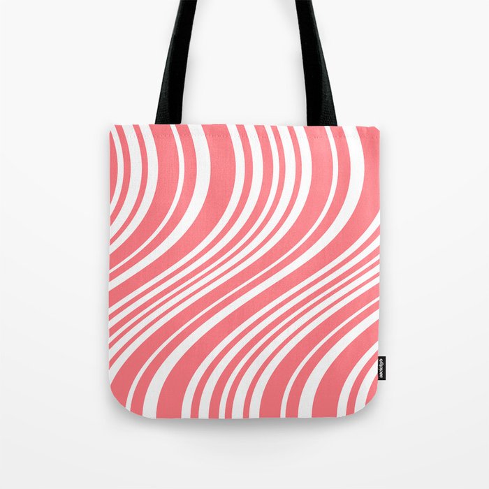 Wavy Stripes XXXII - Coral Pink Tote Bag Gallery Image 1