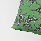 Leopards pattern art print on green background Pillow Sham Gallery Image 4