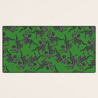 Leopards pattern art print on green background Desk Mat Gallery Image 3