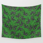 Leopards pattern art print on green background Wall Tapestry Gallery Image 4