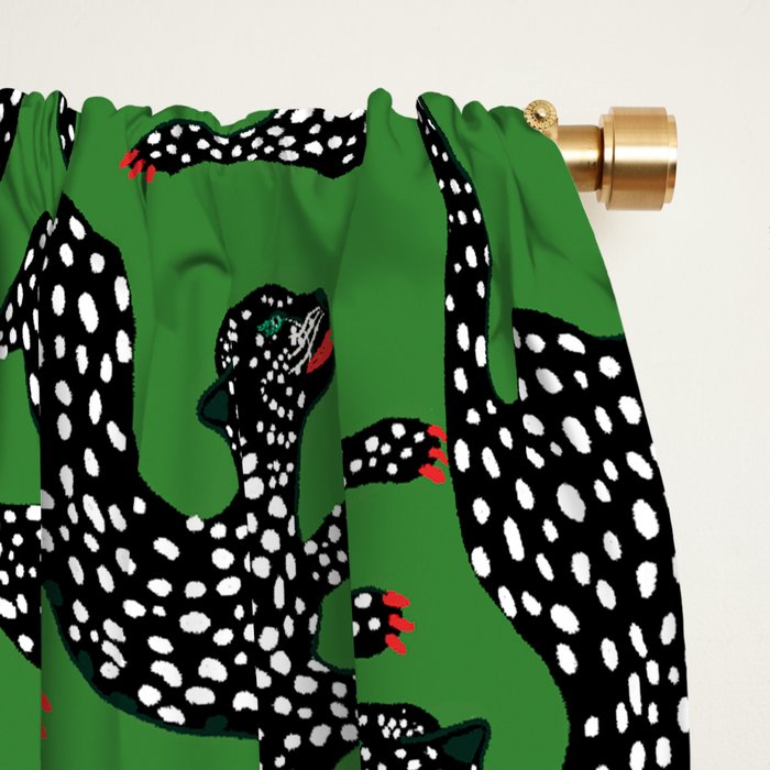 Leopards pattern art print on green background Window Curtain Gallery Image 2