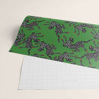 Leopards pattern art print on green background Wrapping Paper Gallery Image 2