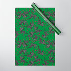 Leopards pattern art print on green background Wrapping Paper Gallery Image 1