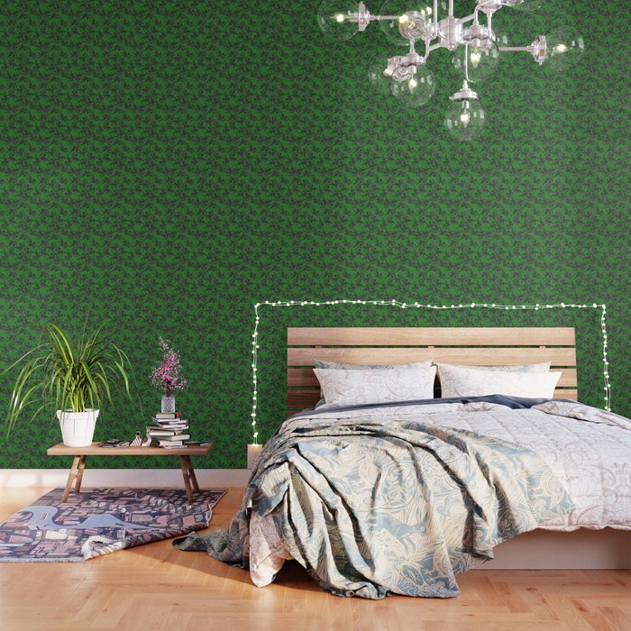Leopards pattern art print on green background Wallpaper Gallery Image 3