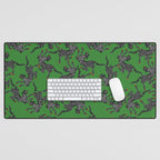 Leopards pattern art print on green background Desk Mat Gallery Image 1