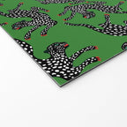 Leopards pattern art print on green background Welcome Mat Gallery Image 2