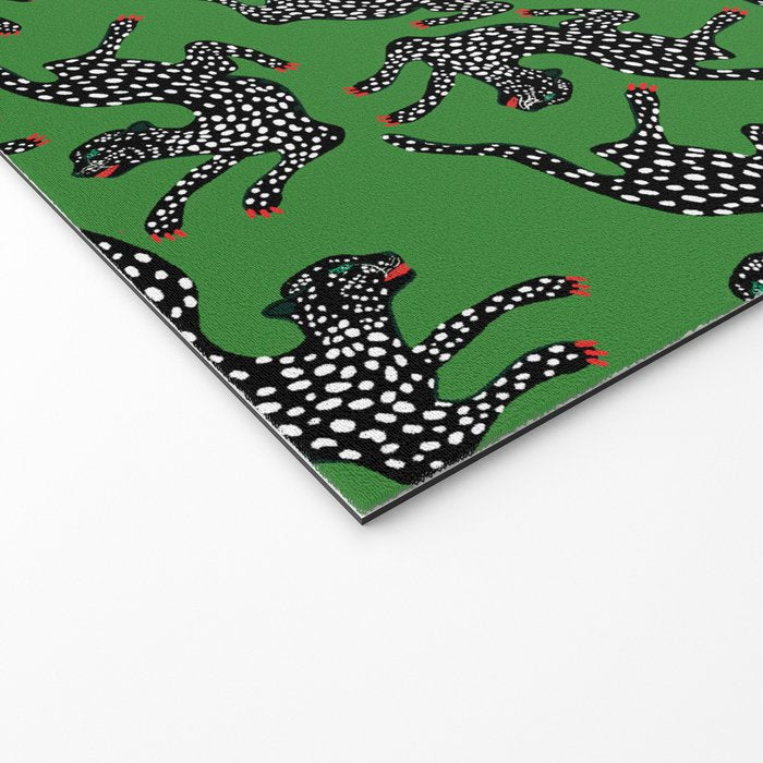 Leopards pattern art print on green background Welcome Mat Gallery Image 2