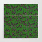 Leopards pattern art print on green background Wood Wall Art Gallery Image 1