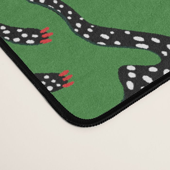 Leopards pattern art print on green background Desk Mat Gallery Image 4