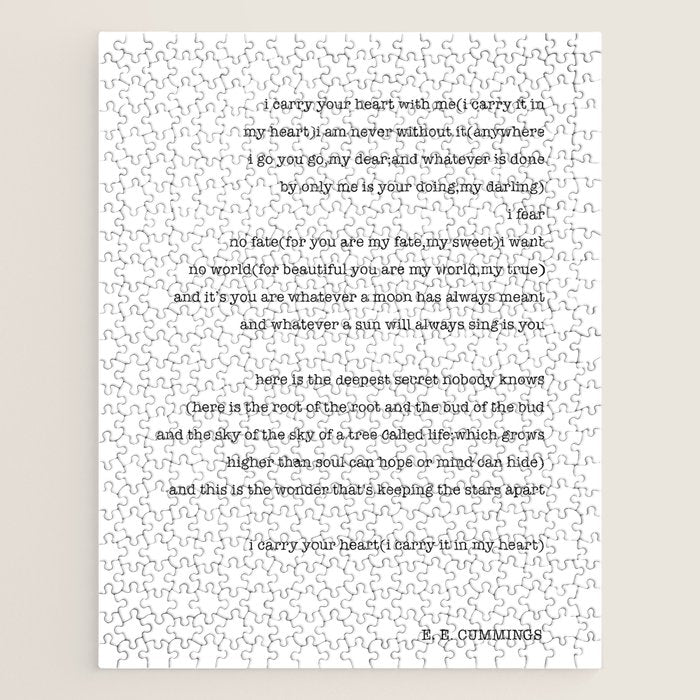 i carry your heart with me-  EE Cummings Jigsaw Puzzle Gallery Image 1